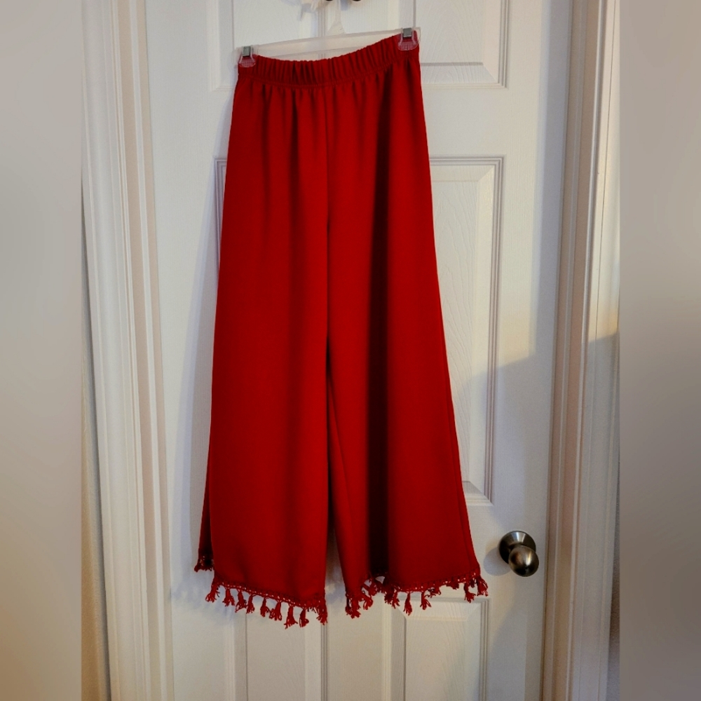 Shein Red Fringe Pants